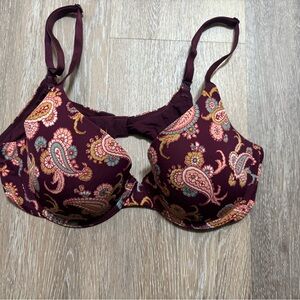 Victoria's Secret Floral Paisley Bra in Deep Burgundy